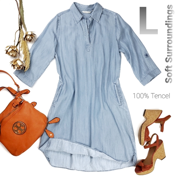 Soft Surroundings Dresses & Skirts - Soft Surroundings Blue 100% Tencel Dress L